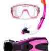 Two Bare Feet Adult Silicone Mask, Snorkel & F70 Fins 3 Piece Set 1 (Pink)