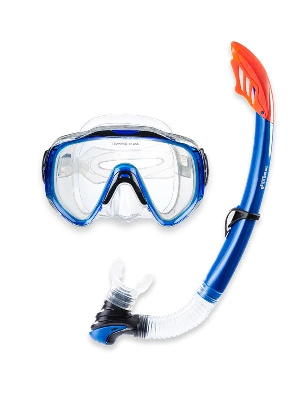 Two Bare Feet Adult Silicone Snorkel & Mask Set 2 (Blue)
