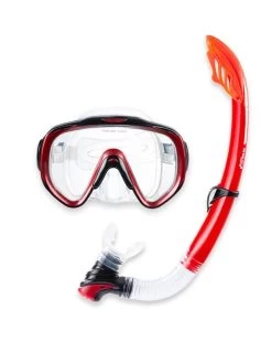 Two Bare Feet Adult Silicone Mask, Snorkel & F70 Fins 3 Piece Set 2 (Red) -Surfline Shop two bare feet adult silicone snorkel mask set 2 red