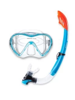 Two Bare Feet Adult Silicone Snorkel & Mask Set 3 (Aqua)