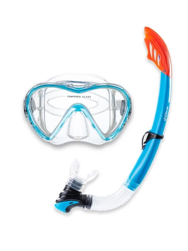Two Bare Feet Adult Silicone Snorkel & Mask Set 3 (Aqua)
