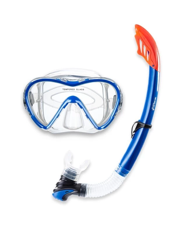 Two Bare Feet Adult Silicone Snorkel & Mask Set 3 (Blue)