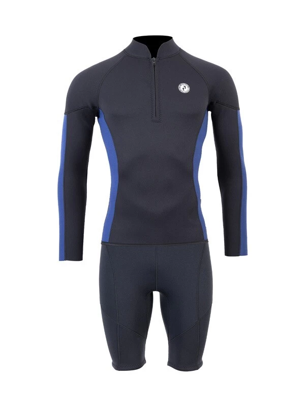 Two Bare Feet Perspective Half Zip 2.5mm Wetsuit Jacket & Shorts Set (Black/Blue) 3 Two Bare Feet Perspective Half Zip 2.5mm Wetsuit Jacket & Shorts Set (Black/Blue)