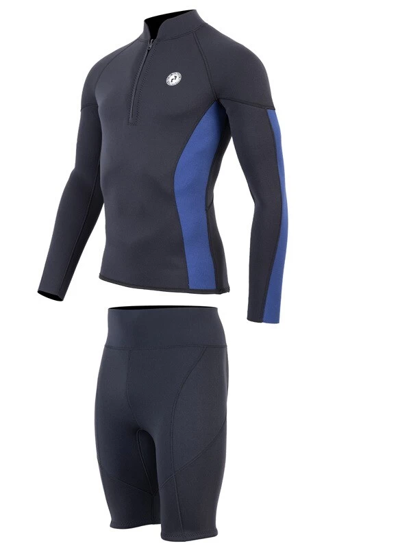 Two Bare Feet Perspective Half Zip 2.5mm Wetsuit Jacket & Shorts Set (Black/Blue) 5 Two Bare Feet Perspective Half Zip 2.5mm Wetsuit Jacket & Shorts Set (Black/Blue) - Image 3