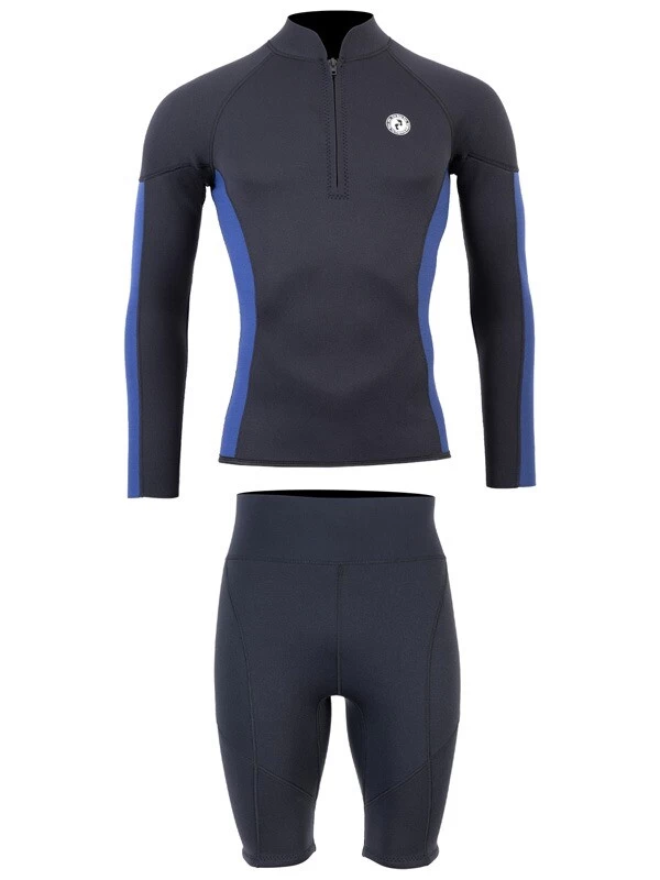 Two Bare Feet Perspective Half Zip 2.5mm Wetsuit Jacket & Shorts Set (Black/Blue) 4 Two Bare Feet Perspective Half Zip 2.5mm Wetsuit Jacket & Shorts Set (Black/Blue) - Image 2