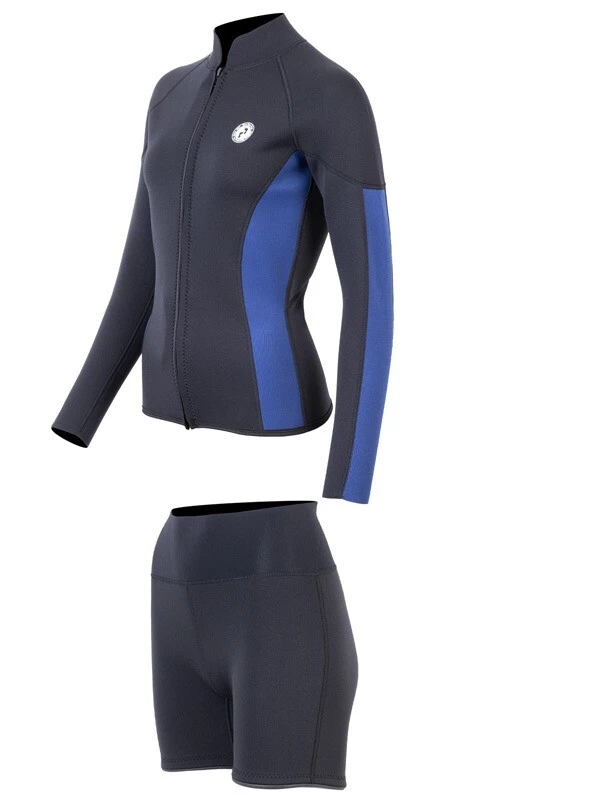Two Bare Feet Unisex Perspective Full Zip 2.5mm Wetsuit Jacket & Hotpants Set (Black/Blue) 5 Two Bare Feet Unisex Perspective Full Zip 2.5mm Wetsuit Jacket & Hotpants Set (Black/Blue) - Image 3