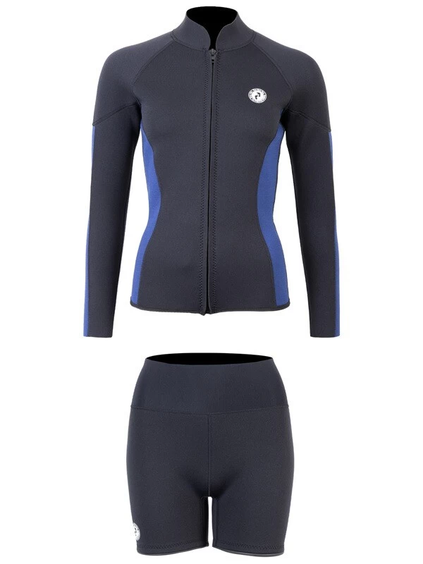 Two Bare Feet Unisex Perspective Full Zip 2.5mm Wetsuit Jacket & Hotpants Set (Black/Blue) 4 Two Bare Feet Unisex Perspective Full Zip 2.5mm Wetsuit Jacket & Hotpants Set (Black/Blue) - Image 2