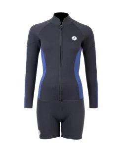 Two Bare Feet Unisex Perspective Full Zip 2.5mm Wetsuit Jacket & Hotpants Set (Black/Blue)