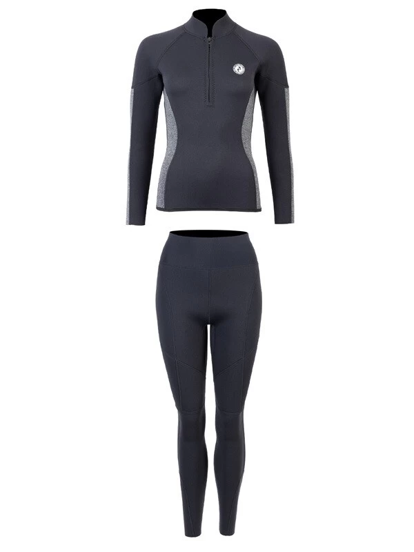 Two Bare Feet Unisex Perspective Half Zip 2.5mm Wetsuit Jacket & Pants Set (Black/Grey) 4 Two Bare Feet Unisex Perspective Half Zip 2.5mm Wetsuit Jacket & Pants Set (Black/Grey) - Image 2