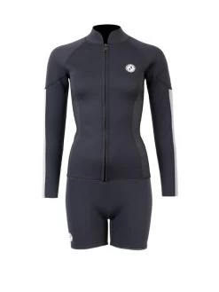 Two Bare Feet Unisex Perspective Full Zip 2.5mm Wetsuit Jacket & Hotpants Set (Black/Grey/Grey)
