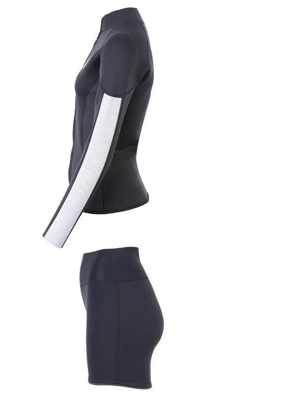 Two Bare Feet Unisex Perspective Full Zip 2.5mm Wetsuit Jacket & Hotpants Set (Black/Grey/Grey) 6 Two Bare Feet Unisex Perspective Full Zip 2.5mm Wetsuit Jacket & Hotpants Set (Black/Grey/Grey) - Image 4