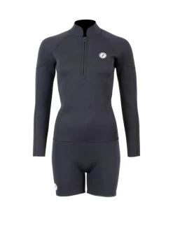 Two Bare Feet Unisex Perspective Half Zip 2.5mm Wetsuit Jacket & Hotpants Set (Black)