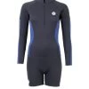 Two Bare Feet Unisex Perspective Half Zip 2.5mm Wetsuit Jacket & Hotpants Set (Black/Blue) -Surfline Shop ufm7ec 2