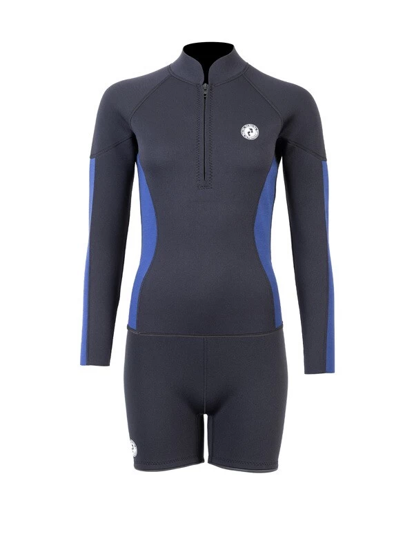 Two Bare Feet Unisex Perspective Half Zip 2.5mm Wetsuit Jacket & Hotpants Set (Black/Blue) 3 Two Bare Feet Unisex Perspective Half Zip 2.5mm Wetsuit Jacket & Hotpants Set (Black/Blue)
