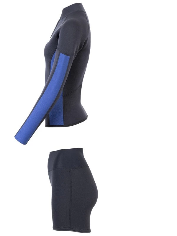 Two Bare Feet Unisex Perspective Half Zip 2.5mm Wetsuit Jacket & Hotpants Set (Black/Blue) 6 Two Bare Feet Unisex Perspective Half Zip 2.5mm Wetsuit Jacket & Hotpants Set (Black/Blue) - Image 4