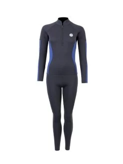 Two Bare Feet Unisex Perspective Half Zip 2.5mm Wetsuit Jacket & Pants Set (Black/Blue)