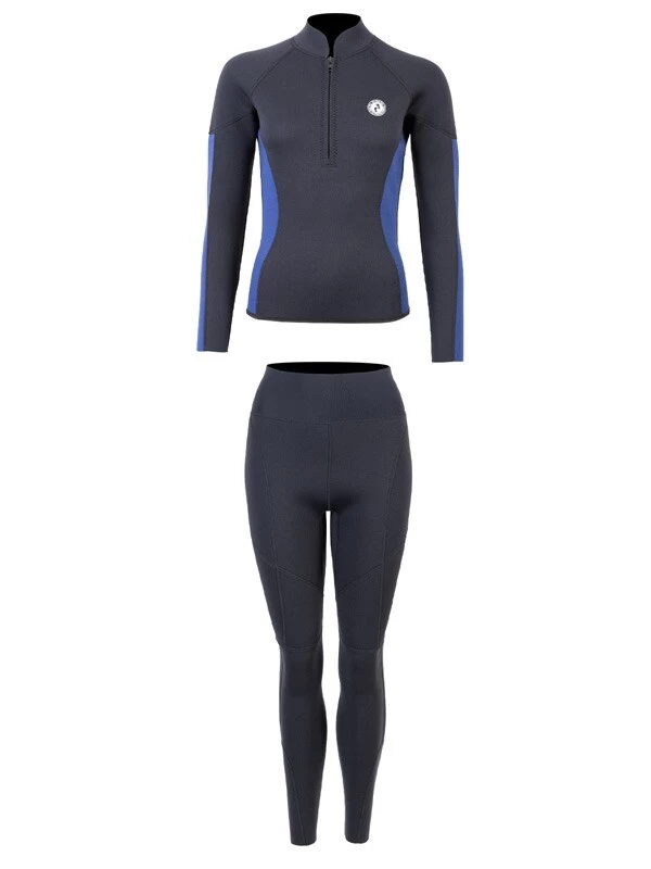 Two Bare Feet Unisex Perspective Half Zip 2.5mm Wetsuit Jacket & Pants Set (Black/Blue) 4 Two Bare Feet Unisex Perspective Half Zip 2.5mm Wetsuit Jacket & Pants Set (Black/Blue) - Image 2