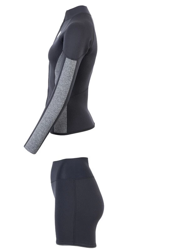 Two Bare Feet Unisex Perspective Full Zip 2.5mm Wetsuit Jacket & Hotpants Set (Black/Grey) 6 Two Bare Feet Unisex Perspective Full Zip 2.5mm Wetsuit Jacket & Hotpants Set (Black/Grey) - Image 4