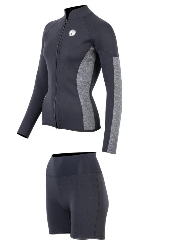 Two Bare Feet Unisex Perspective Full Zip 2.5mm Wetsuit Jacket & Hotpants Set (Black/Grey) 5 Two Bare Feet Unisex Perspective Full Zip 2.5mm Wetsuit Jacket & Hotpants Set (Black/Grey) - Image 3