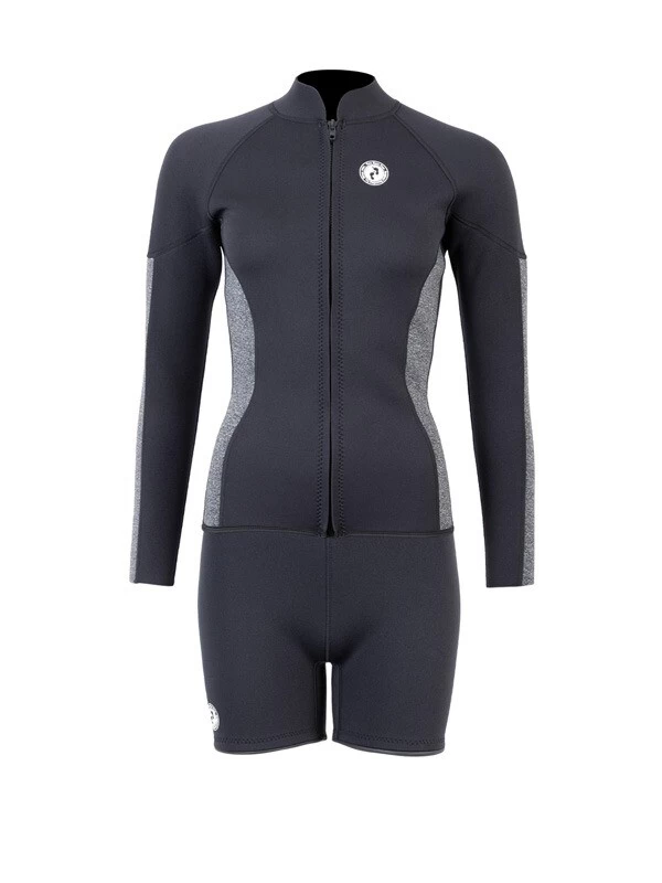 Two Bare Feet Unisex Perspective Full Zip 2.5mm Wetsuit Jacket & Hotpants Set (Black/Grey) 3 Two Bare Feet Unisex Perspective Full Zip 2.5mm Wetsuit Jacket & Hotpants Set (Black/Grey)