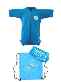 Deluxe Baby Swim Kit - Newborn Wetsuit + Towel + Bag (Aqua)