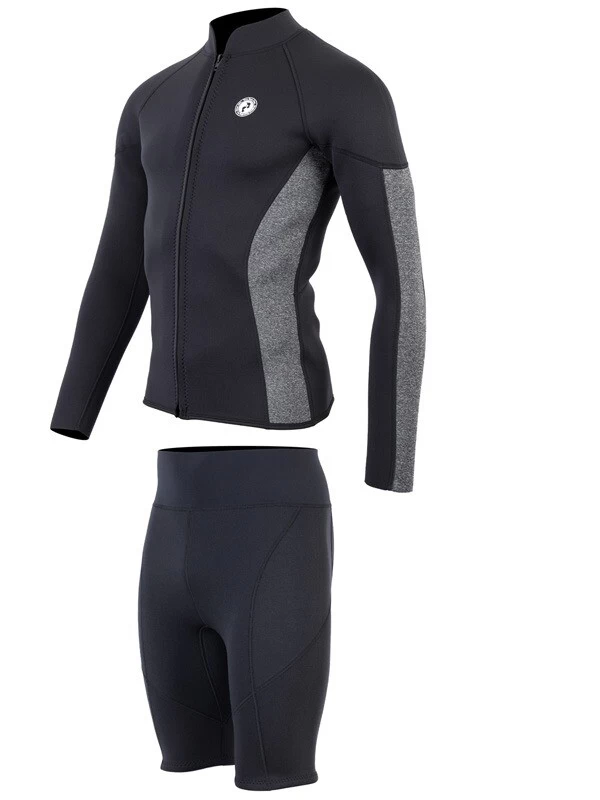 Two Bare Feet Perspective Full Zip 2.5mm Wetsuit Jacket & Shorts Set (Black/Grey) 5 Two Bare Feet Perspective Full Zip 2.5mm Wetsuit Jacket & Shorts Set (Black/Grey) - Image 3