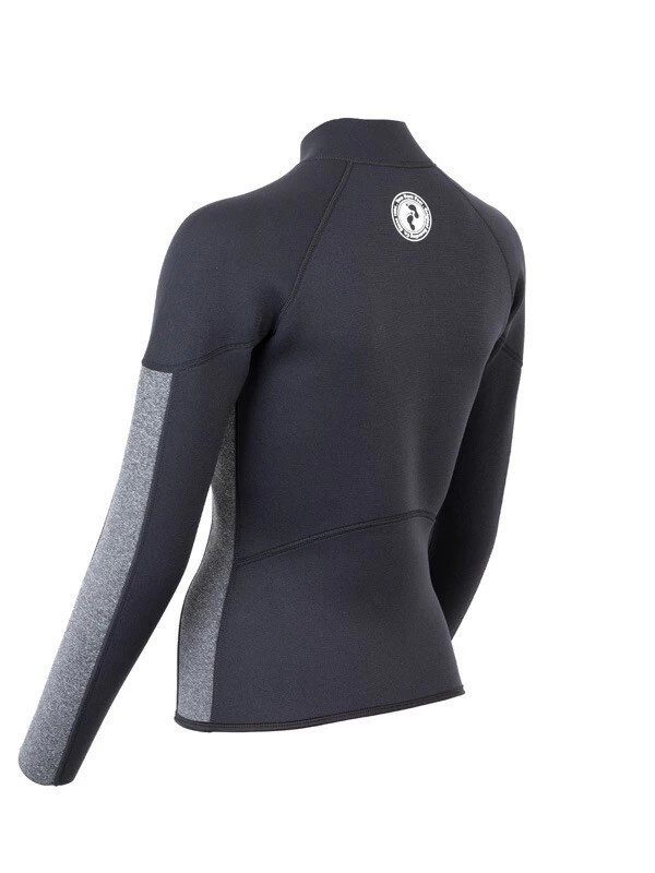 Two Bare Feet Unisex Perspective Half Zip 2.5mm Wetsuit Jacket (Black/Grey) 6 Two Bare Feet Unisex Perspective Half Zip 2.5mm Wetsuit Jacket (Black/Grey) - Image 4