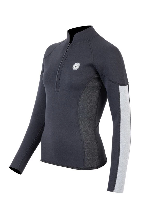 Two Bare Feet Unisex Perspective Half Zip 2.5mm Wetsuit Jacket (Black/Grey/Grey) 4 Two Bare Feet Unisex Perspective Half Zip 2.5mm Wetsuit Jacket (Black/Grey/Grey) - Image 2