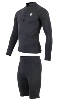 Two Bare Feet Mens Heritage Half Zip 3mm Wetsuit Jacket & Shorts Set (Black) -Surfline Shop unisex perspective half zip jacket black vista shorts 3 1 2