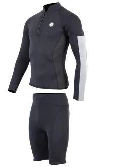 Two Bare Feet Perspective Half Zip 2.5mm Wetsuit Jacket & Shorts Set (Black/Grey/Grey) -Surfline Shop up8u54 0