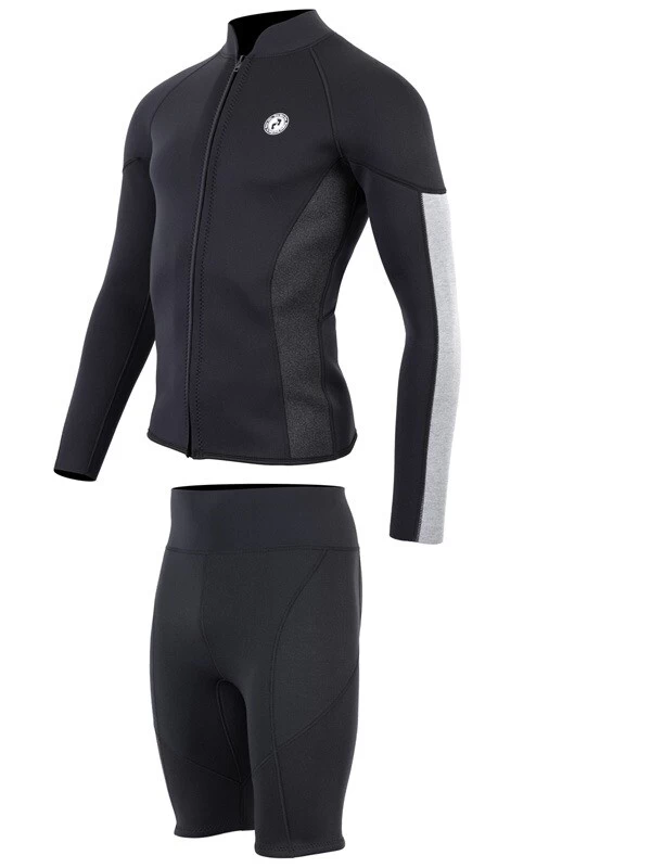 Two Bare Feet Perspective Full Zip 2.5mm Wetsuit Jacket & Shorts Set (Black/Grey/Grey) 5 Two Bare Feet Perspective Full Zip 2.5mm Wetsuit Jacket & Shorts Set (Black/Grey/Grey) - Image 3