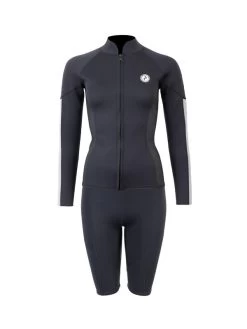 Two Bare Feet Unisex Perspective Full Zip 2.5mm Wetsuit Jacket & Shorts Set (Black/Grey/Grey)