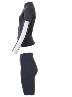 Two Bare Feet Unisex Perspective Full Zip 2.5mm Wetsuit Jacket & Shorts Set (Black/Grey/Grey) -Surfline Shop utin8f z 1