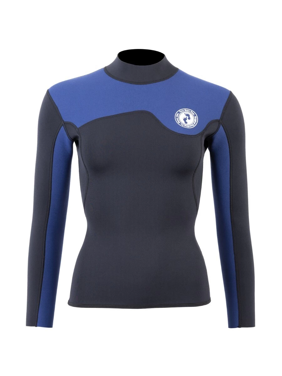 Two Bare Feet Womens Aspect Fleece Lined Zipless Thermal 2.5mm Superstretch Wetsuit Top & Pants Set (Black/Blue) 7 Two Bare Feet Womens Aspect Fleece Lined Zipless Thermal 2.5mm Superstretch Wetsuit Top & Pants Set (Black/Blue) - Image 5