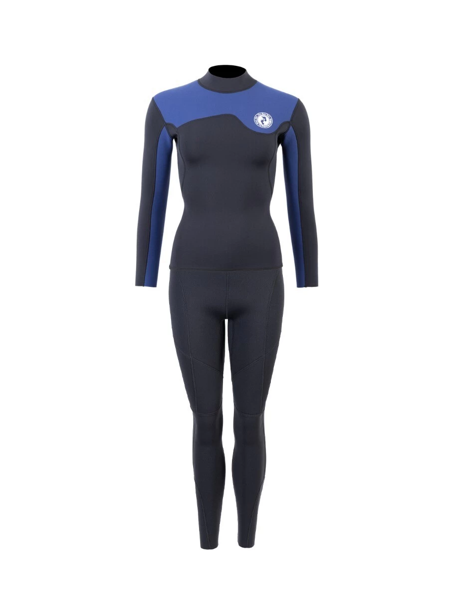 Two Bare Feet Womens Aspect Fleece Lined Zipless Thermal 2.5mm Superstretch Wetsuit Top & Pants Set (Black/Blue) 3 Two Bare Feet Womens Aspect Fleece Lined Zipless Thermal 2.5mm Superstretch Wetsuit Top & Pants Set (Black/Blue)