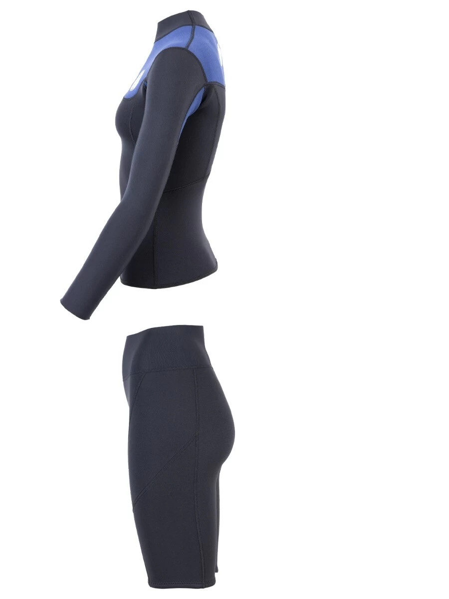 Two Bare Feet Womens Aspect Fleece Lined Zipless Thermal 2.5mm Superstretch Wetsuit Top & Shorts Set (Black/Blue) 6 Two Bare Feet Womens Aspect Fleece Lined Zipless Thermal 2.5mm Superstretch Wetsuit Top & Shorts Set (Black/Blue) - Image 4