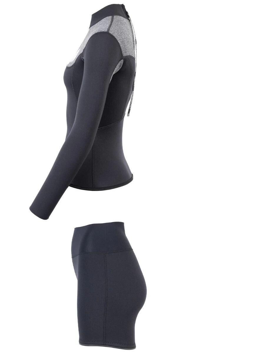 Two Bare Feet Womens Aspect Back Zip 2.5mm Wetsuit Jacket & Hotpants Set (Black/Grey) 6 Two Bare Feet Womens Aspect Back Zip 2.5mm Wetsuit Jacket & Hotpants Set (Black/Grey) - Image 4