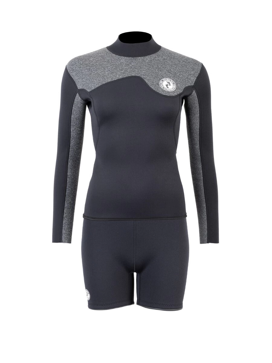 Two Bare Feet Womens Aspect Back Zip 2.5mm Wetsuit Jacket & Hotpants Set (Black/Grey) 3 Two Bare Feet Womens Aspect Back Zip 2.5mm Wetsuit Jacket & Hotpants Set (Black/Grey)