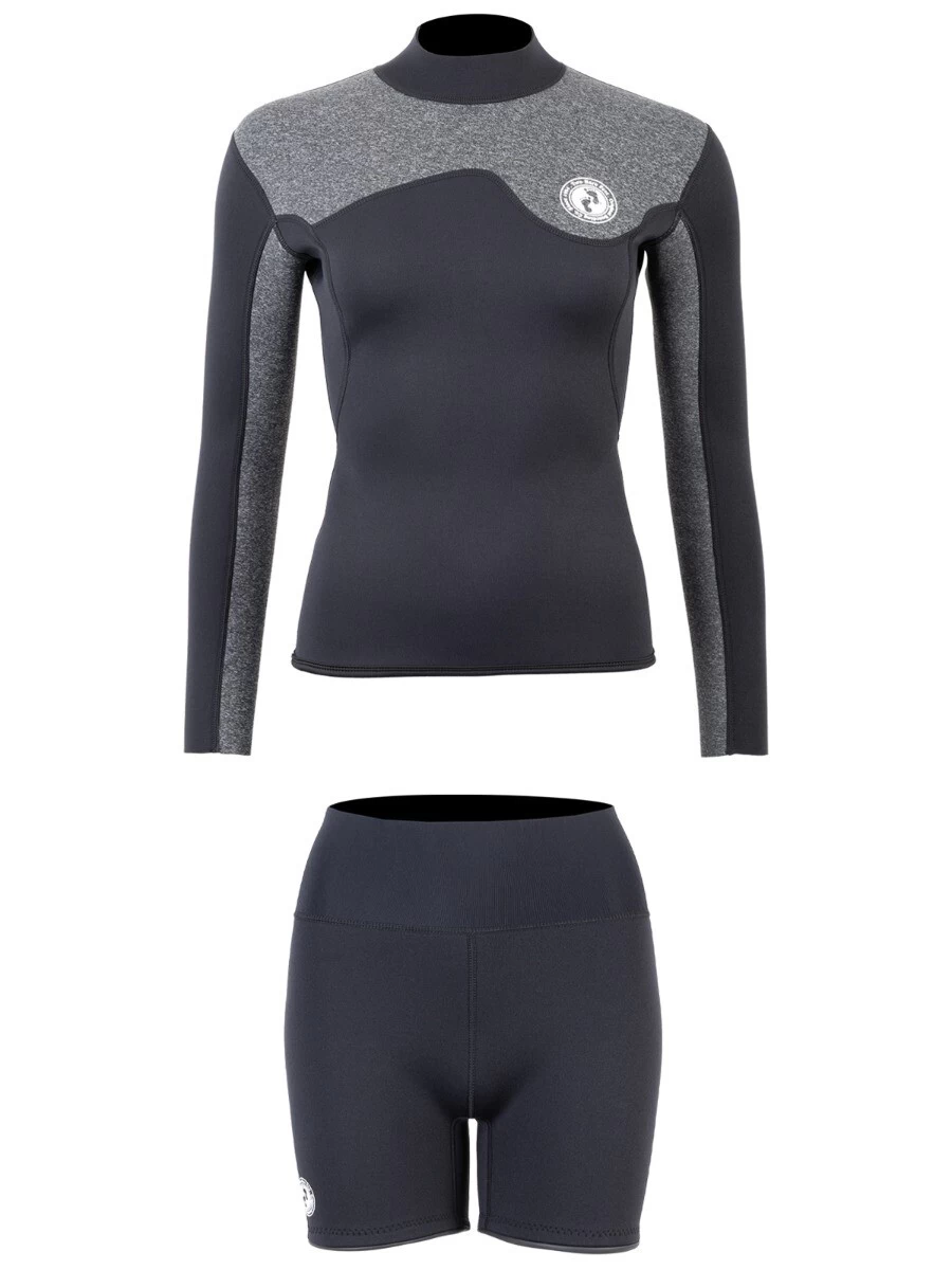 Two Bare Feet Womens Aspect Back Zip 2.5mm Wetsuit Jacket & Hotpants Set (Black/Grey) 4 Two Bare Feet Womens Aspect Back Zip 2.5mm Wetsuit Jacket & Hotpants Set (Black/Grey) - Image 2