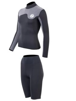 Two Bare Feet Womens Aspect Back Zip 2.5mm Wetsuit Jacket & Shorts Set (Black/Grey Stripes) 12 Two Bare Feet Womens Aspect Back Zip 2.5mm Wetsuit Jacket & Shorts Set (Black/Grey Stripes) -Surfline Shop w4wb7b r
