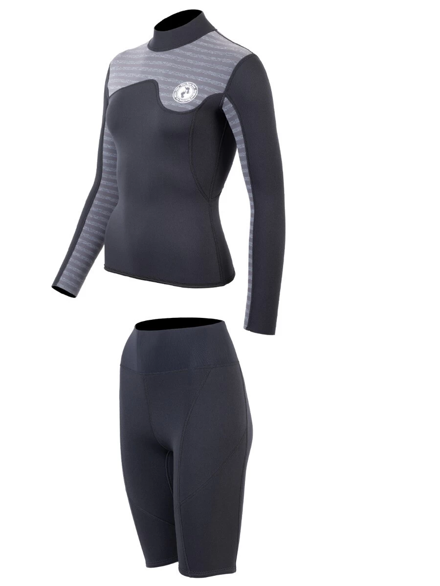 Two Bare Feet Womens Aspect Back Zip 2.5mm Wetsuit Jacket & Shorts Set (Black/Grey Stripes) 5 Two Bare Feet Womens Aspect Back Zip 2.5mm Wetsuit Jacket & Shorts Set (Black/Grey Stripes) - Image 3