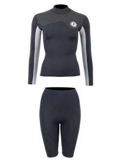 Two Bare Feet Womens Aspect Fleece Lined Zipless Thermal 2.5mm Superstretch Wetsuit Top & Shorts Set (Black/Grey/Grey) 11 Two Bare Feet Womens Aspect Fleece Lined Zipless Thermal 2.5mm Superstretch Wetsuit Top & Shorts Set (Black/Grey/Grey) -Surfline Shop w6f57b c