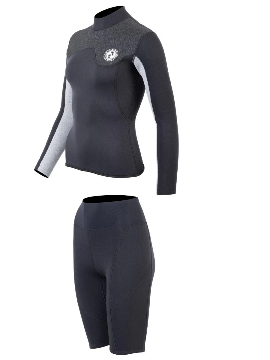 Two Bare Feet Womens Aspect Back Zip 2.5mm Wetsuit Jacket & Shorts Set (Black/Grey/Grey) 5 Two Bare Feet Womens Aspect Back Zip 2.5mm Wetsuit Jacket & Shorts Set (Black/Grey/Grey) - Image 3