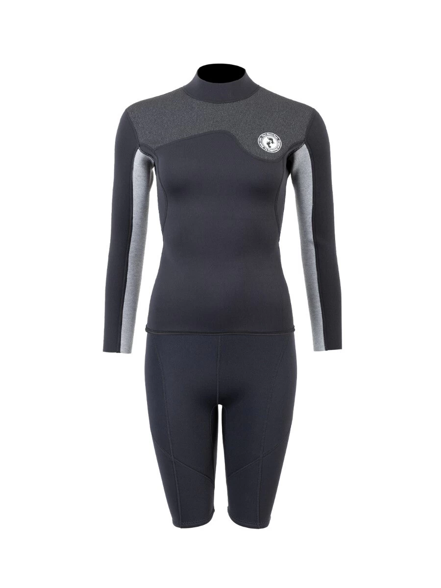 Two Bare Feet Womens Aspect Back Zip 2.5mm Wetsuit Jacket & Shorts Set (Black/Grey/Grey) 3 Two Bare Feet Womens Aspect Back Zip 2.5mm Wetsuit Jacket & Shorts Set (Black/Grey/Grey)