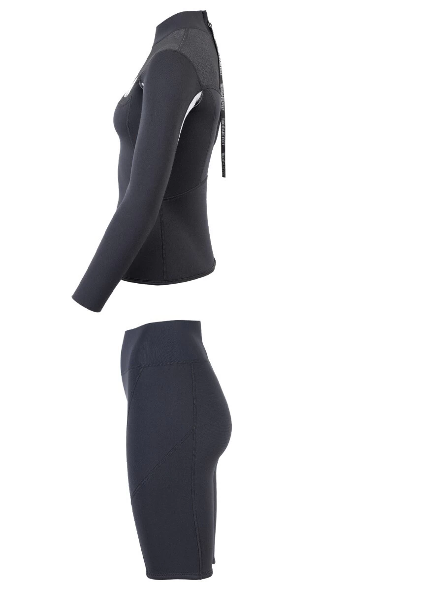 Two Bare Feet Womens Aspect Back Zip 2.5mm Wetsuit Jacket & Shorts Set (Black/Grey/Grey) 6 Two Bare Feet Womens Aspect Back Zip 2.5mm Wetsuit Jacket & Shorts Set (Black/Grey/Grey) - Image 4