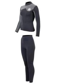 Two Bare Feet Womens Aspect Fleece Lined Zipless Thermal 2.5mm Superstretch Wetsuit Top & Pants Set (Black/Grey) 12 Two Bare Feet Womens Aspect Fleece Lined Zipless Thermal 2.5mm Superstretch Wetsuit Top & Pants Set (Black/Grey) -Surfline Shop w8rqs7 t