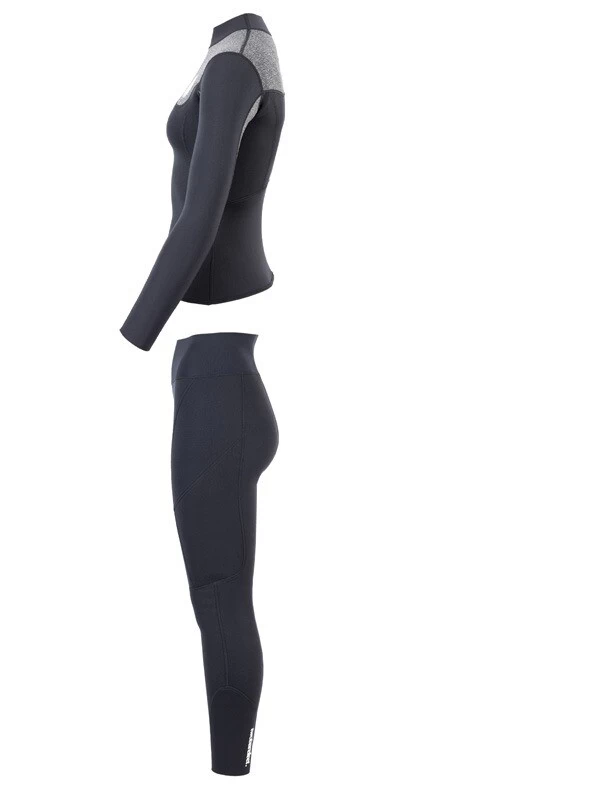 Two Bare Feet Womens Aspect Fleece Lined Zipless Thermal 2.5mm Superstretch Wetsuit Top & Pants Set (Black/Grey) 6 Two Bare Feet Womens Aspect Fleece Lined Zipless Thermal 2.5mm Superstretch Wetsuit Top & Pants Set (Black/Grey) - Image 4