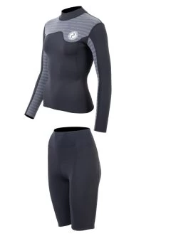 Two Bare Feet Womens Aspect Fleece Lined Zipless Thermal 2.5mm Superstretch Wetsuit Top & Shorts Set (Black/Grey Stripes) 12 Two Bare Feet Womens Aspect Fleece Lined Zipless Thermal 2.5mm Superstretch Wetsuit Top & Shorts Set (Black/Grey Stripes) -Surfline Shop wcwsxi 6