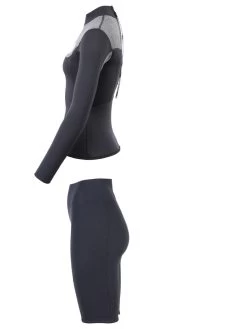 Two Bare Feet Womens Aspect Back Zip 2.5mm Wetsuit Jacket & Shorts Set (Black/Grey) -Surfline Shop wfqn6i r
