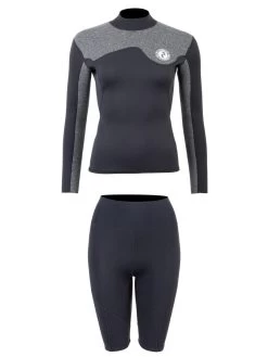 Two Bare Feet Womens Aspect Back Zip 2.5mm Wetsuit Jacket & Shorts Set (Black/Grey) -Surfline Shop wfqn6i t